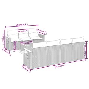 vidaXL 8-delige Loungeset met kussens poly rattan zwart