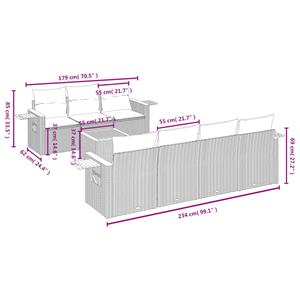 vidaXL 8-delige Loungeset met kussens poly rattan zwart