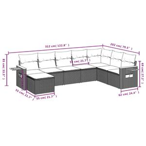 vidaXL 8-delige Loungeset met kussens poly rattan grijs