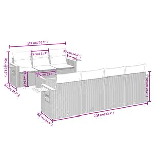 vidaXL 8-delige Loungeset met kussens poly rattan grijs