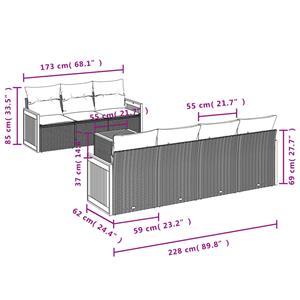 vidaXL 8-delige Loungeset met kussens poly rattan grijs