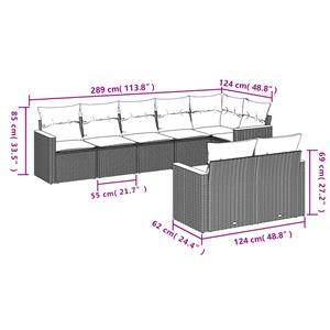 vidaXL 8-delige Loungeset met kussens poly rattan grijs