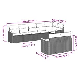 vidaXL 8-delige Loungeset met kussens poly rattan beige