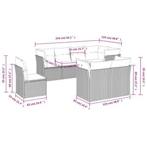 vidaXL 8-delige Loungeset met kussens poly rattan grijs