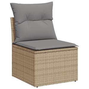 vidaXL 9-delige Loungeset met kussens poly rattan beige