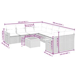 vidaXL 9-delige Loungeset met kussens poly rattan zwart