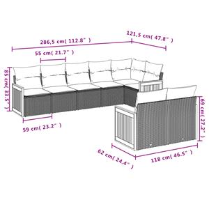 vidaXL 8-delige Loungeset met kussens poly rattan grijs