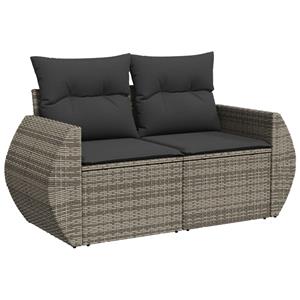 vidaXL 9-delige Loungeset met kussens poly rattan grijs