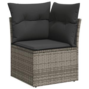 vidaXL 10-delige Loungeset met kussens poly rattan grijs