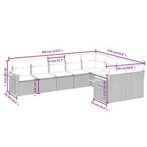 vidaXL 9-delige Loungeset met kussens poly rattan grijs