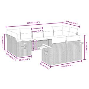 vidaXL 9-delige Loungeset met kussens poly rattan beige