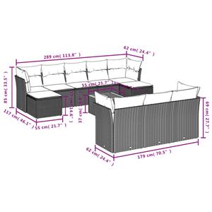 vidaXL 11-delige Loungeset met kussens poly rattan zwart