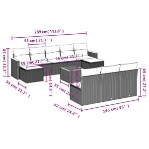 vidaXL 11-delige Loungeset met kussens poly rattan zwart