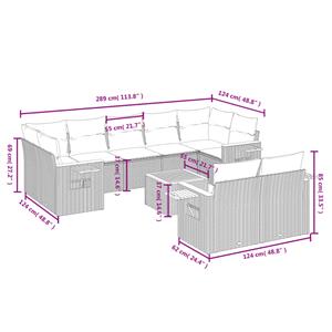 vidaXL 10-delige Loungeset met kussens poly rattan zwart