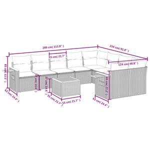 vidaXL 10-delige Loungeset met kussens poly rattan zwart