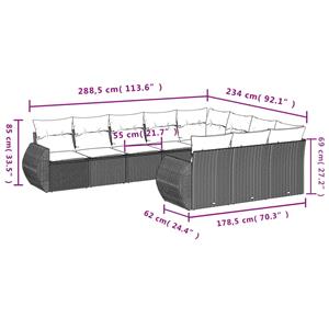 vidaXL 10-delige Loungeset met kussens poly rattan beige