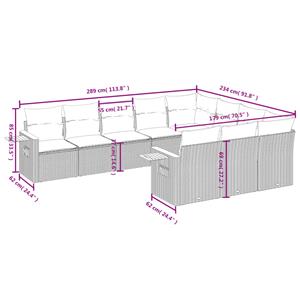 vidaXL 10-delige Loungeset met kussens poly rattan grijs