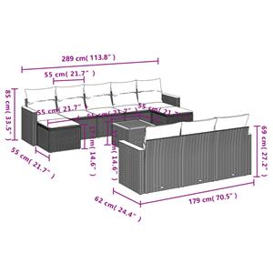 vidaXL 11-delige Loungeset met kussens poly rattan zwart