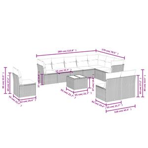 vidaXL 11-delige Loungeset met kussens poly rattan zwart