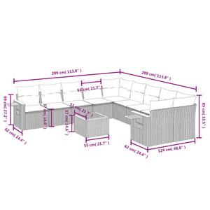 vidaXL 11-delige Loungeset met kussens poly rattan zwart