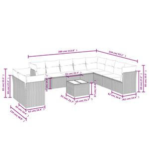 vidaXL 11-delige Loungeset met kussens poly rattan zwart