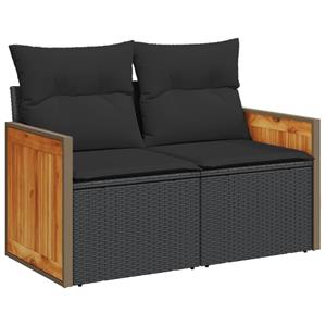 vidaXL 12-delige Loungeset met kussens poly rattan zwart