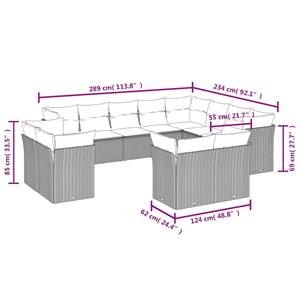 vidaXL 12-delige Loungeset met kussens poly rattan grijs