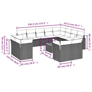 vidaXL 13-delige Loungeset met kussens poly rattan grijs