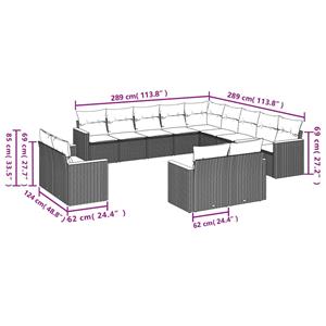 vidaXL 13-delige Loungeset met kussens poly rattan zwart