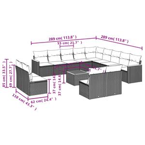 vidaXL 14-delige Loungeset met kussens poly rattan zwart