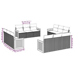 vidaXL 12-delige Loungeset met kussens poly rattan zwart