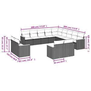 vidaXL 13-delige Loungeset met kussens poly rattan beige