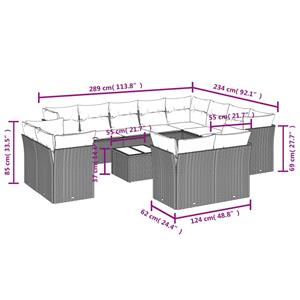 vidaXL 13-delige Loungeset met kussens poly rattan grijs