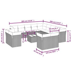 vidaXL 14-delige Loungeset met kussens poly rattan grijs