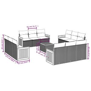 vidaXL 13-delige Loungeset met kussens poly rattan grijs