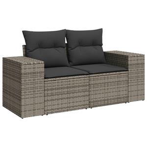 vidaXL 5-delige Loungeset met kussens poly rattan grijs