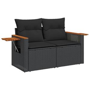 vidaXL 6-delige Loungeset met kussens poly rattan zwart