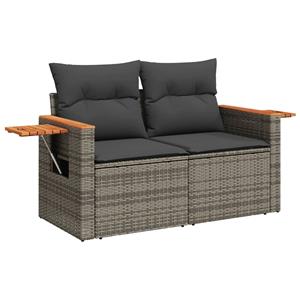 vidaXL 6-delige Loungeset met kussens poly rattan grijs