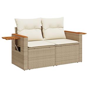 vidaXL 8-delige Loungeset met kussens poly rattan beige