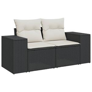 vidaXL 9-delige Loungeset met kussens poly rattan zwart