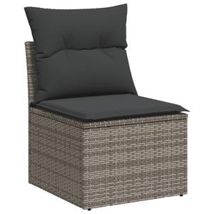 vidaXL 10-delige Loungeset met kussens poly rattan grijs