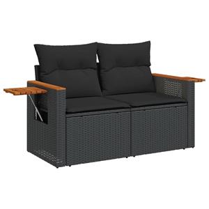 vidaXL 10-delige Loungeset met kussens poly rattan zwart