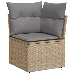 vidaXL 11-delige Tuinset met kussens poly rattan beige