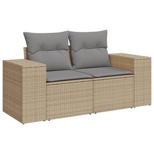 vidaXL 11-delige Tuinset met kussens poly rattan beige