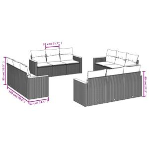 vidaXL 12-delige Loungeset met kussens poly rattan grijs