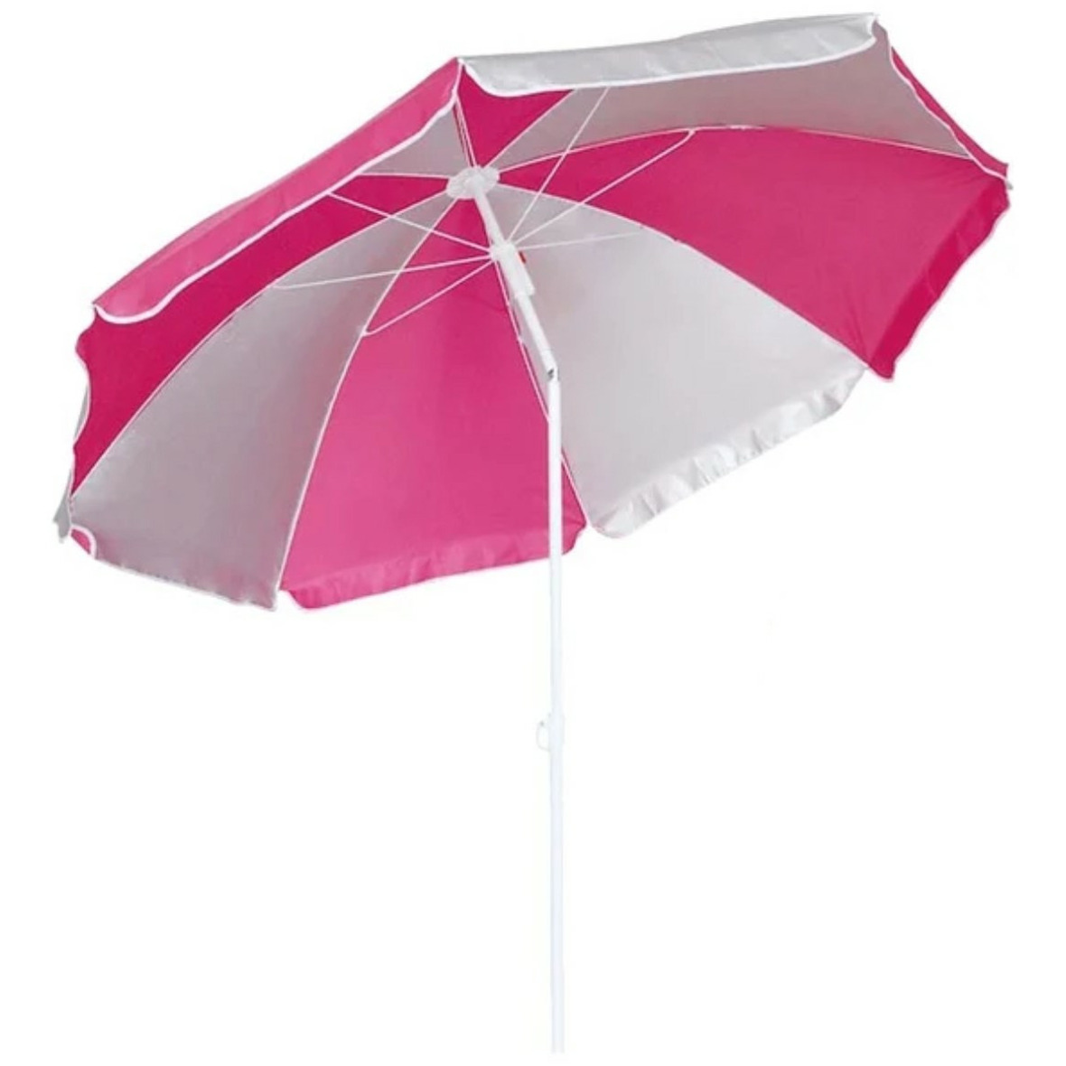 Merkloos Parasol - roze/wit - D120 cm - UV-bescherming - incl. draagtas -