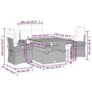 vidaXL 4-delige Tuinset met kussens poly rattan beige