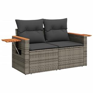 vidaXL 10-delige Loungeset met kussens poly rattan grijs