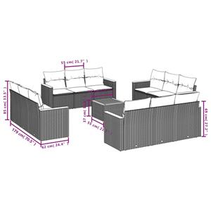 vidaXL 13-delige Loungeset met kussens poly rattan grijs