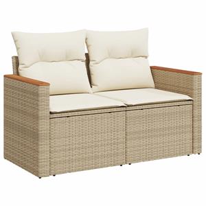 vidaXL 5-delige Loungeset met kussens poly rattan beige